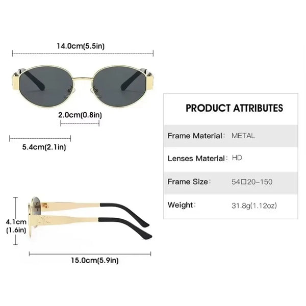 Luxury Oval Metal Sunglasses – Unisex Designer Fashion Eyewear