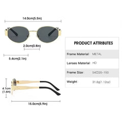 Luxury Oval Metal Sunglasses – Unisex Designer Fashion Eyewear