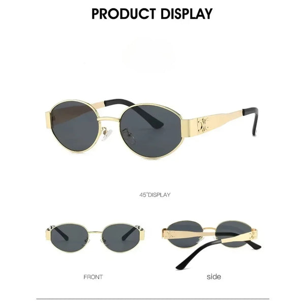 Luxury Oval Metal Sunglasses – Unisex Designer Fashion Eyewear
